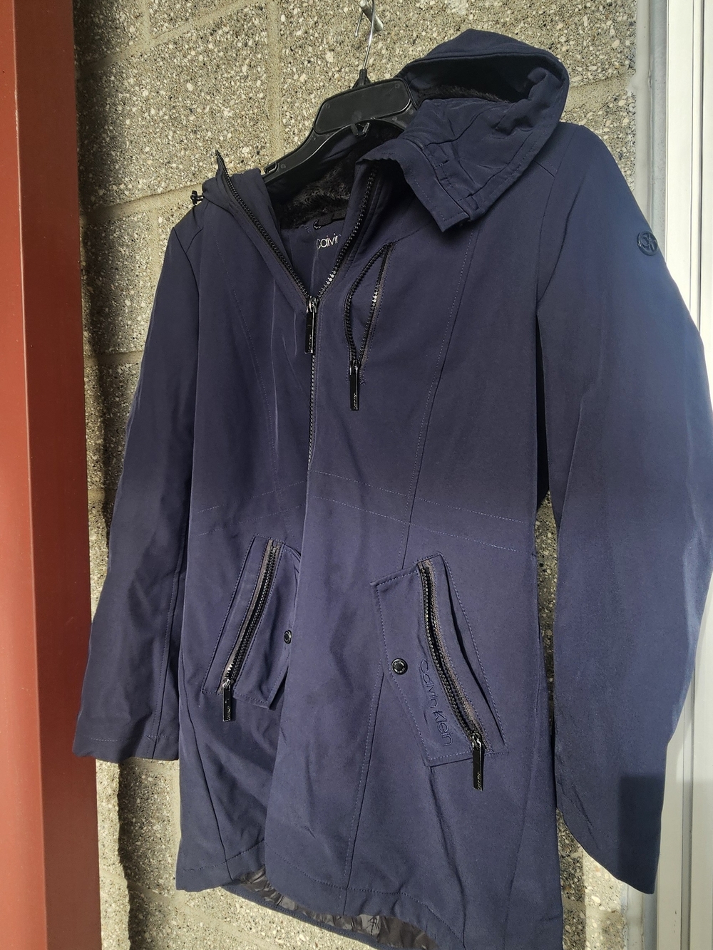 Calvin Klein Dark Navy Hooded Raincoat